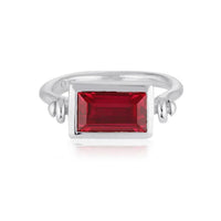 Emerald Cut Swivel Ring - Ruby Red Corundum