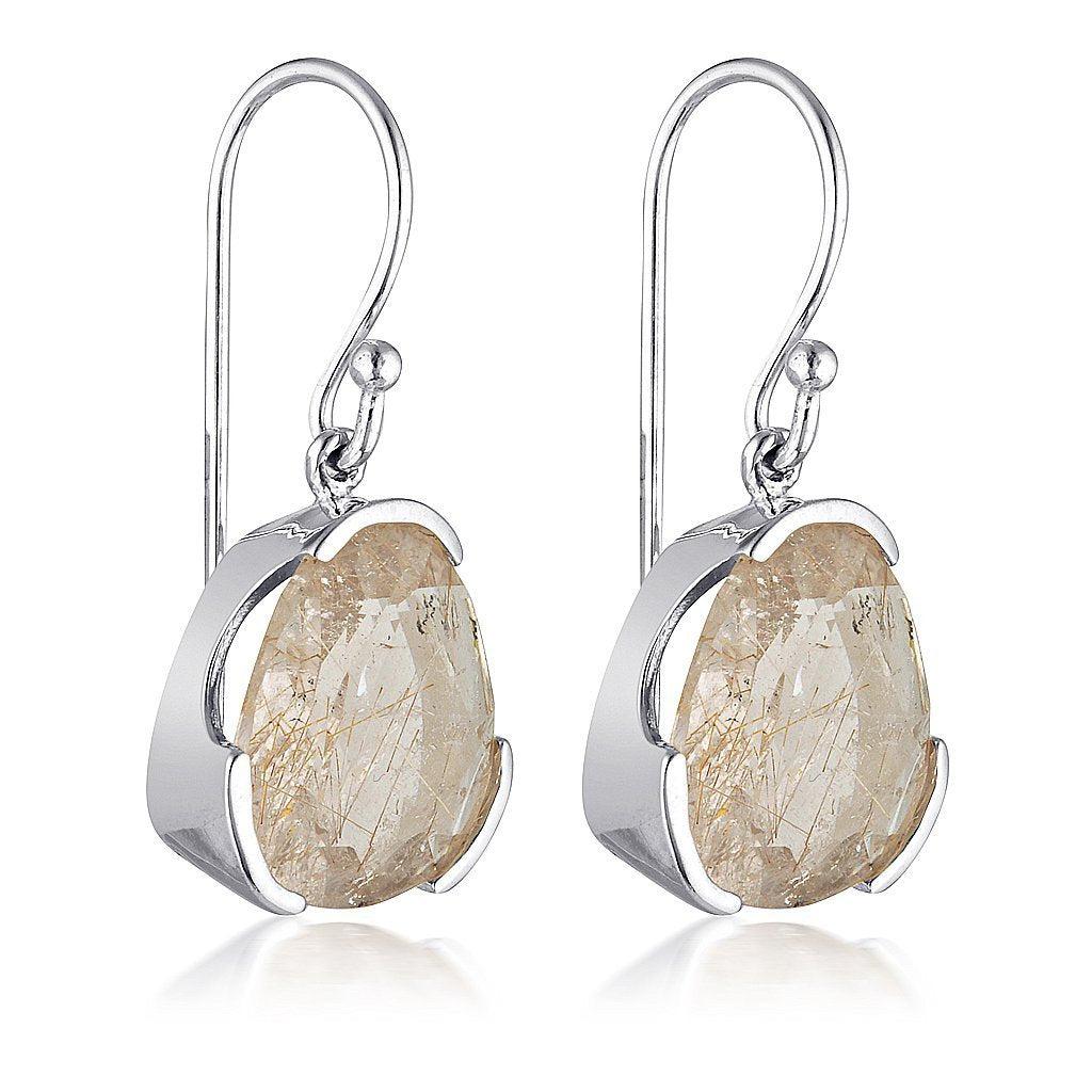 Everyday Gemstone Earrings - Rutilated Quartz