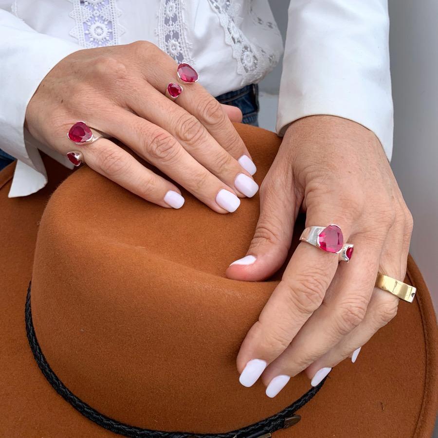 Everyday Gemstone Ring Ruby Corundum Duet