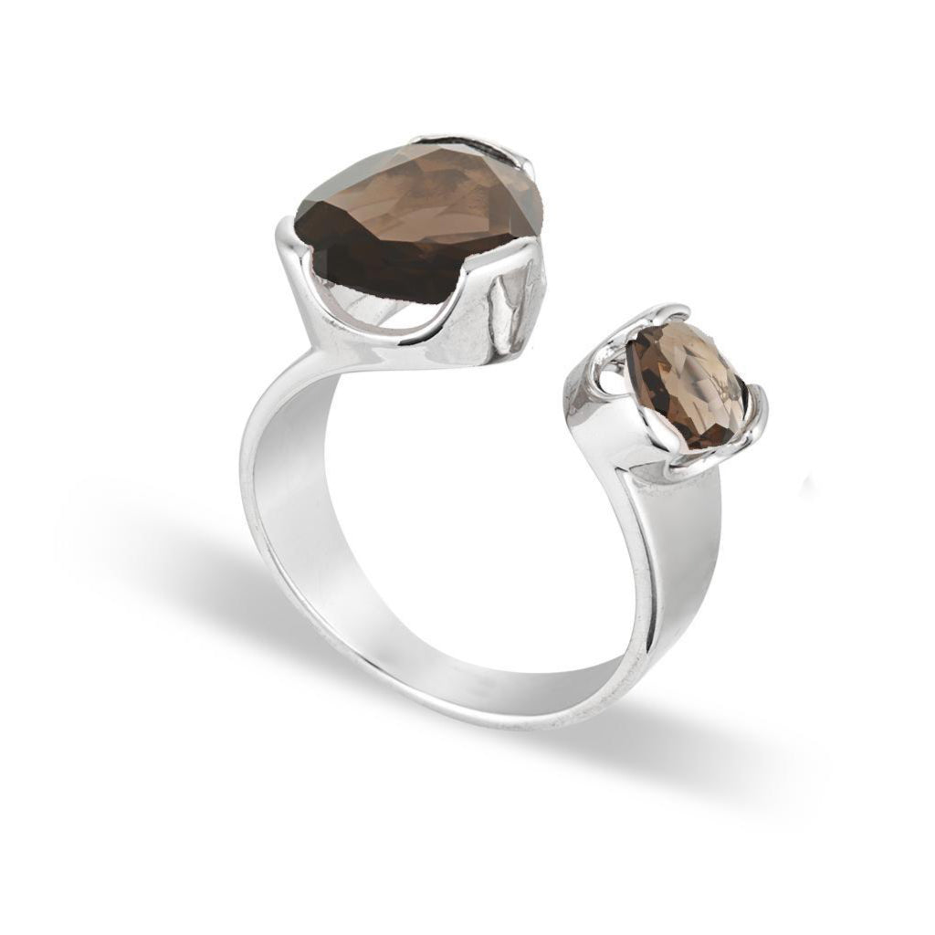 Everyday Gemstone Ring Smoky Quartz Duet