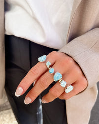 Everyday Gemstone Ring Sterling Silver - Larimar Duet | UbyKate