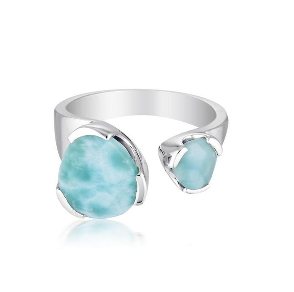 Everyday Gemstone Ring Sterling Silver - Larimar Duet | UbyKate