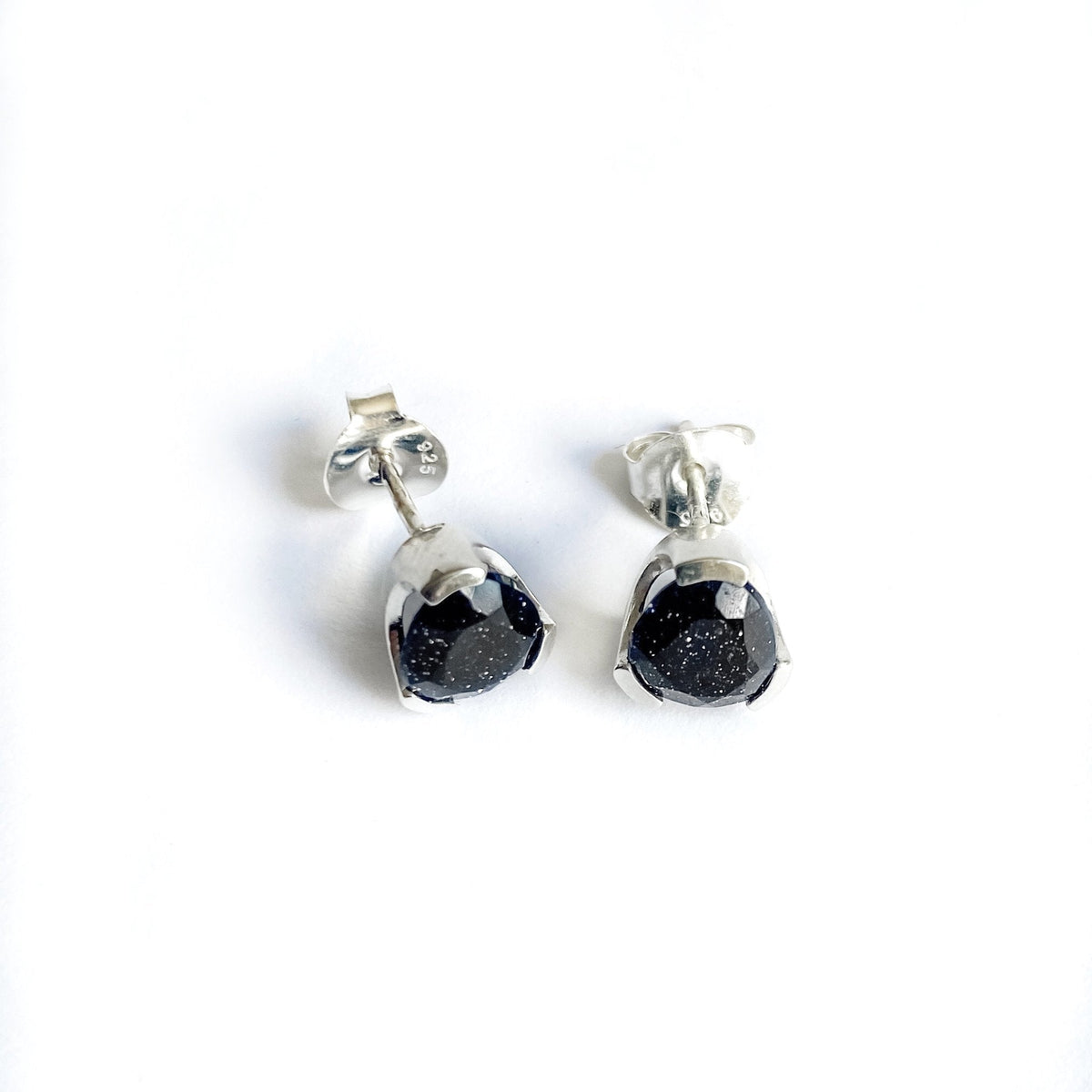 Everyday Gemstone Stud Earrings - Black Agate