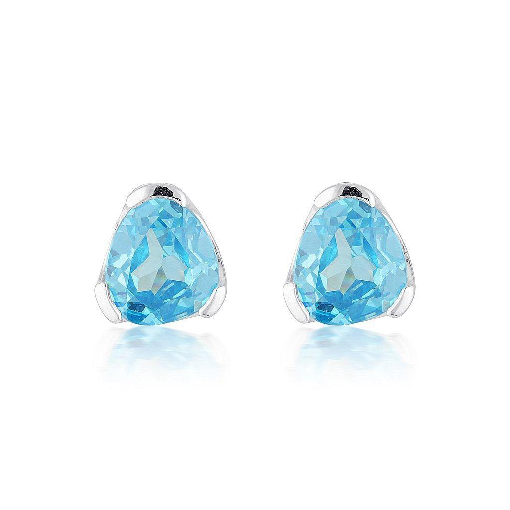 Everyday Gemstone Stud Earrings - Blue Zircon