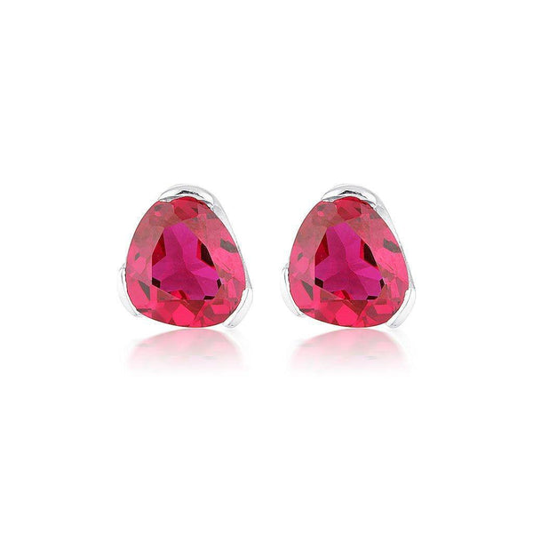 Everyday Gemstone Stud Earrings - Ruby Red Corundum