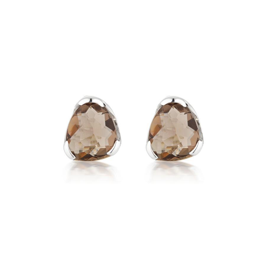 Everyday Gemstone Stud Earrings - Smoky Quartz