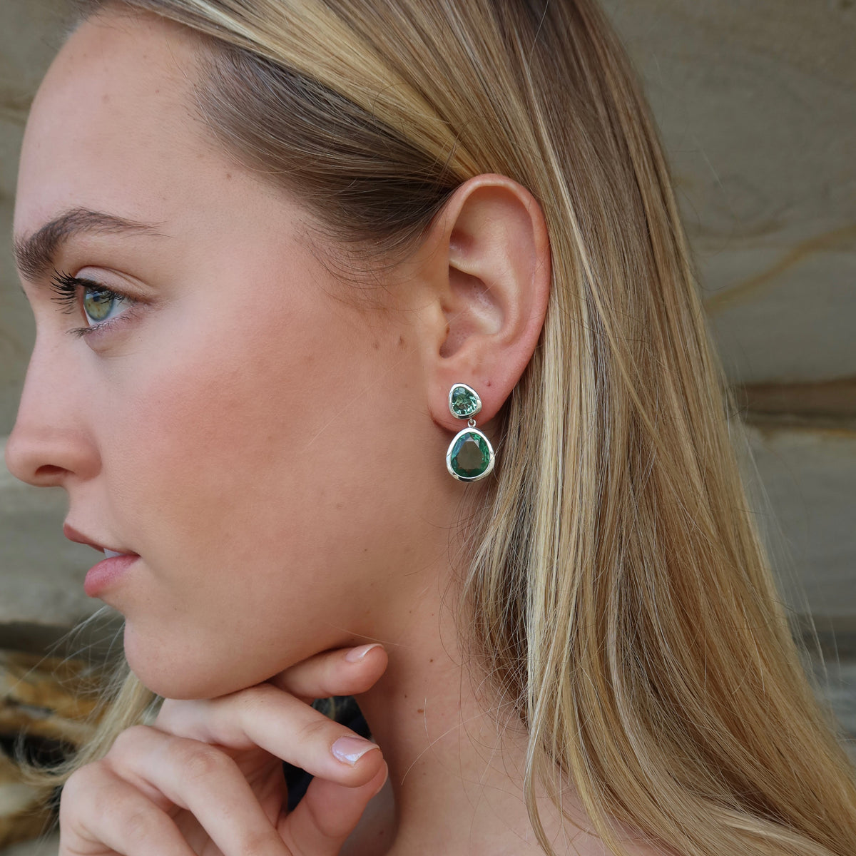 Evolution Duet Earrings - Green Amethyst