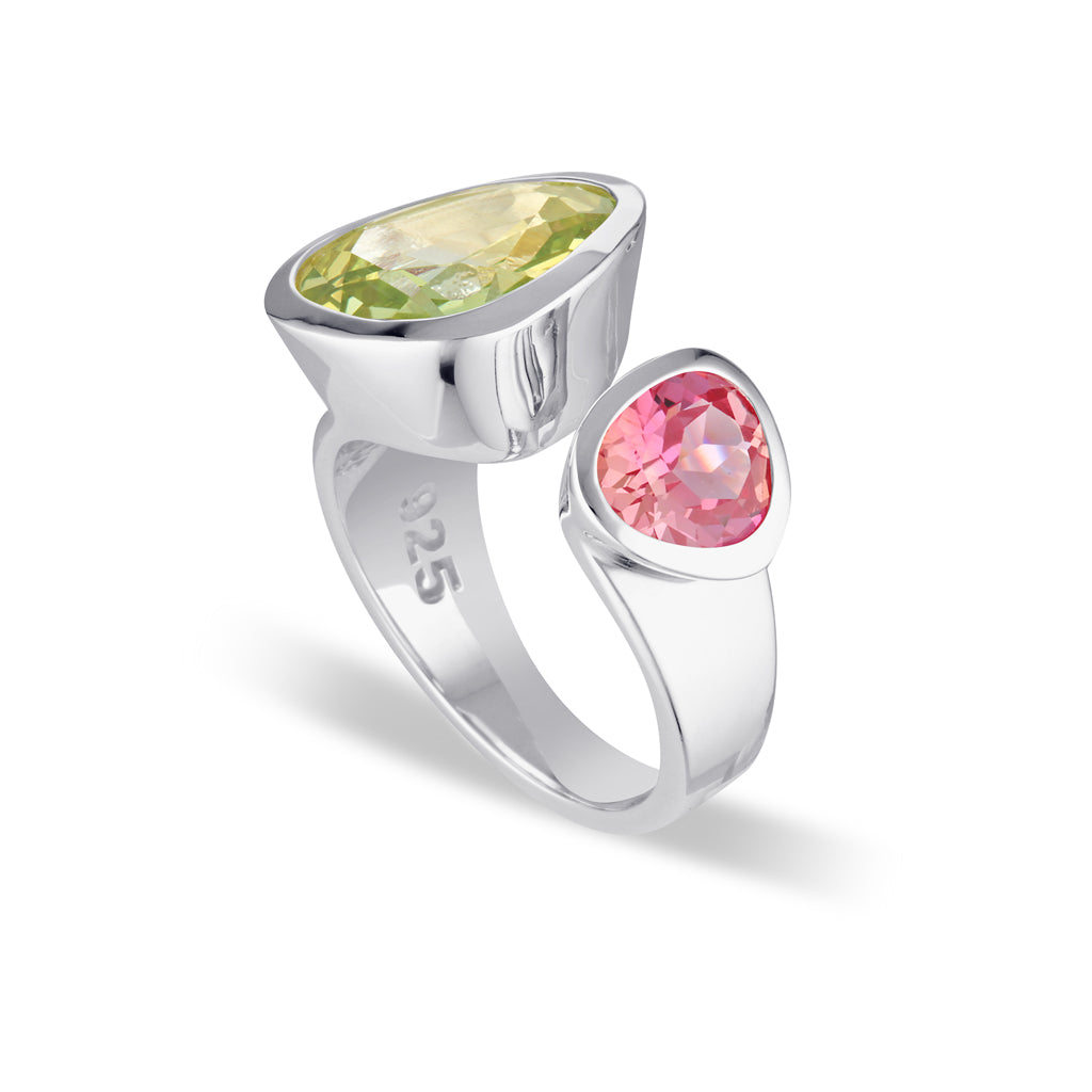 Evolution Duet Gemstone Ring | Sunset + Lemon Lime