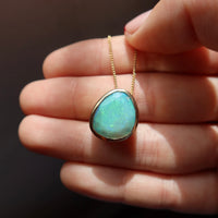 Evolution Pendant - 9ct Yellow Gold - Aqua Coloured Australian Opal