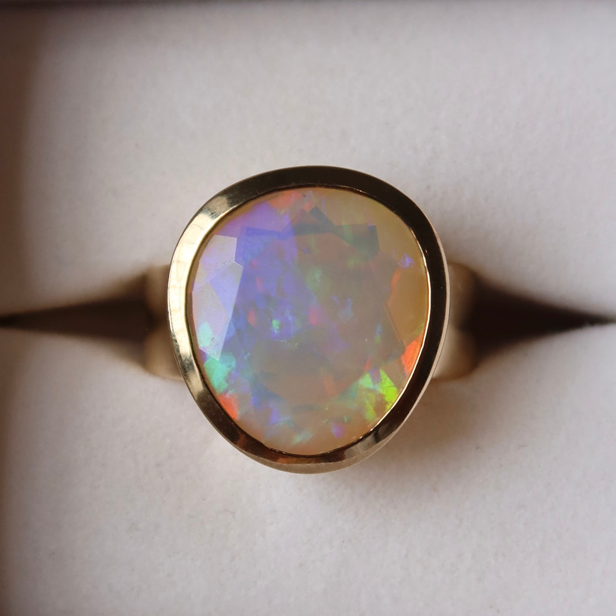 Evolution Ring Opal - 9ct Yellow Gold - Size O - Ethiopian Opal