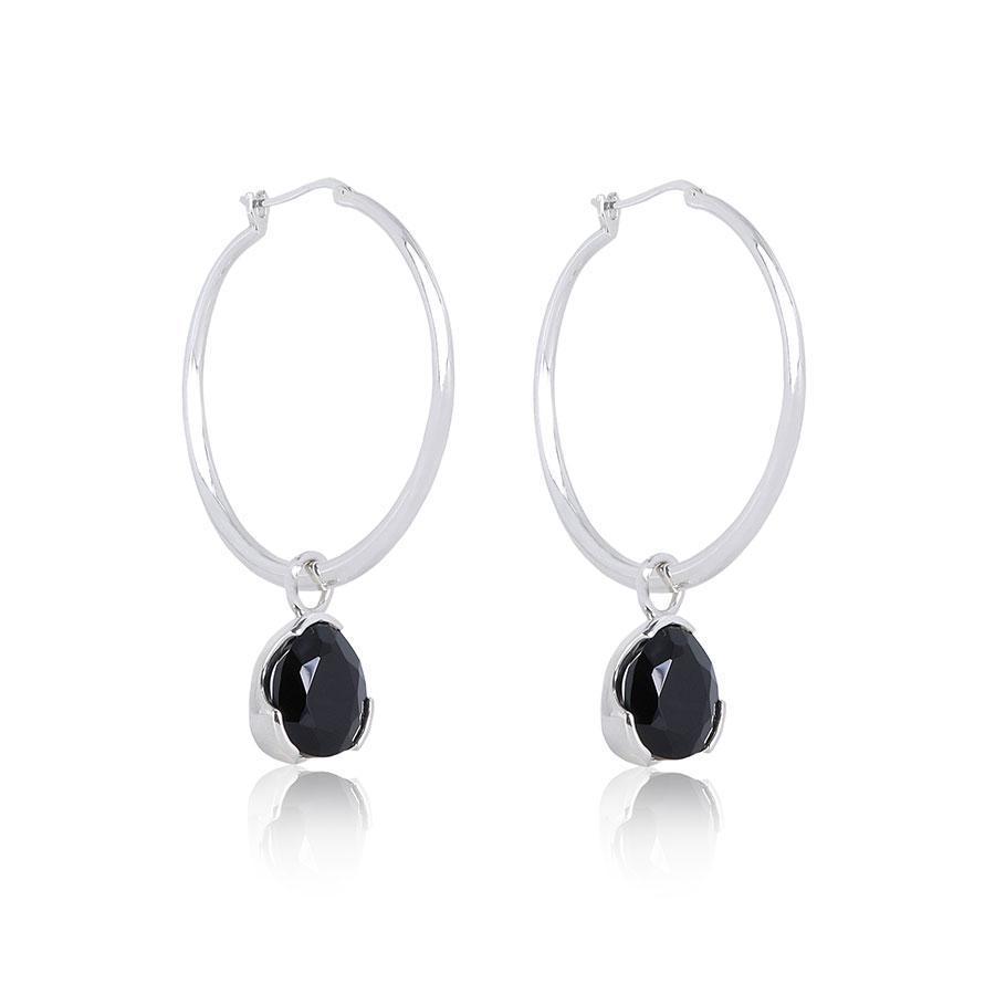Foundation Gemdrop Hoop Earrings - Large - Black Agate