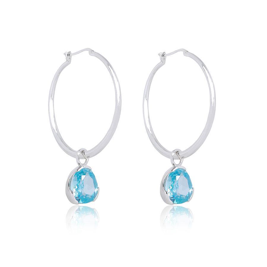 Foundation Gemdrop Hoop Earrings - Large - Blue Zircon