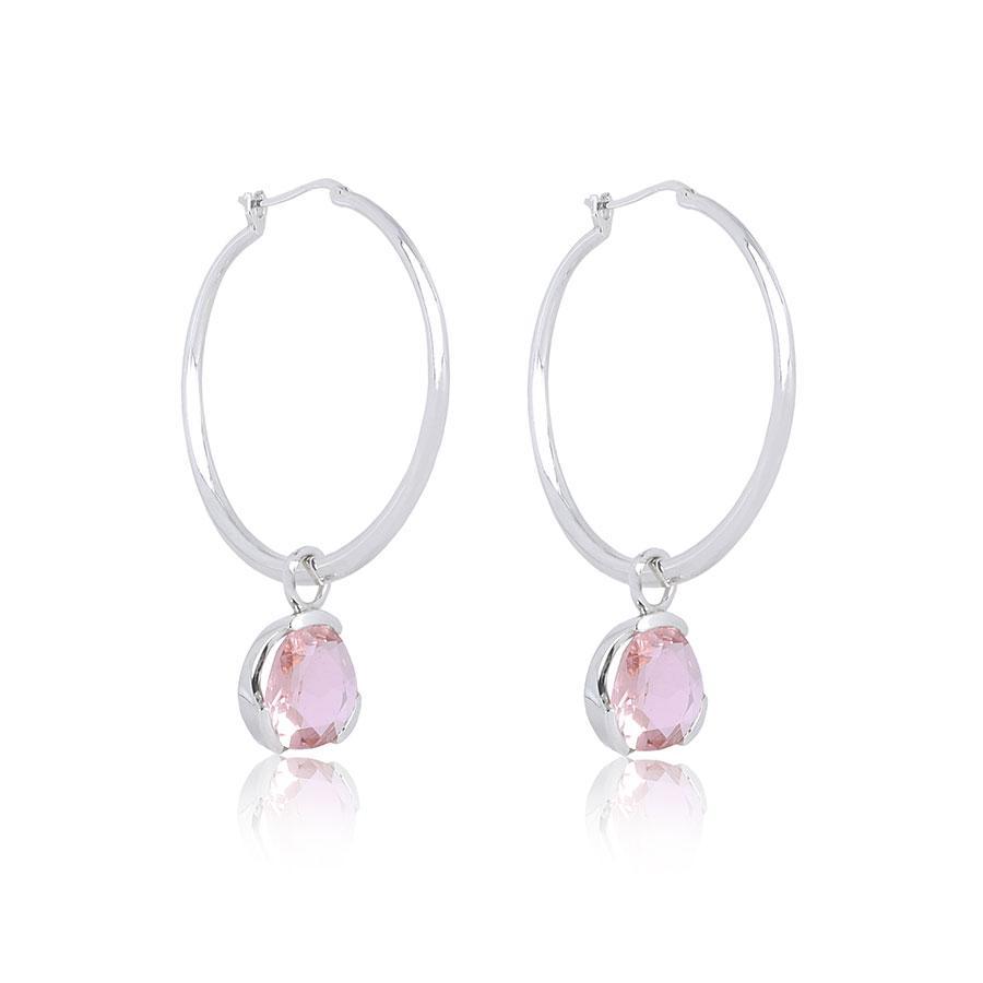 Foundation Gemdrop Hoop Earrings - Large - Blush Quartz