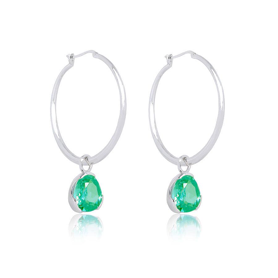 Foundation Gemdrop Hoop Earrings - Large - Green Amethyst