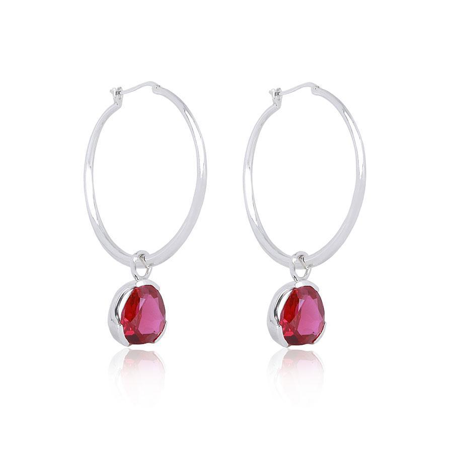 Foundation Gemdrop Hoop Earrings - Large - Ruby Red Corundum