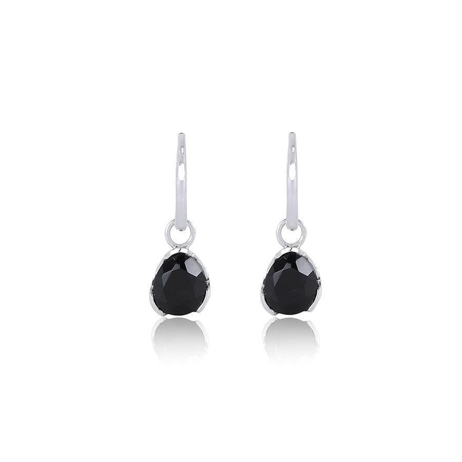 Foundation Gemdrop Hoop Earrings - Medium - Black Agate