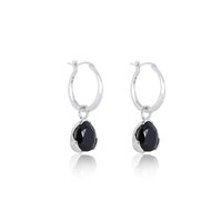 Foundation Gemdrop Hoop Earrings - Medium - Black Agate