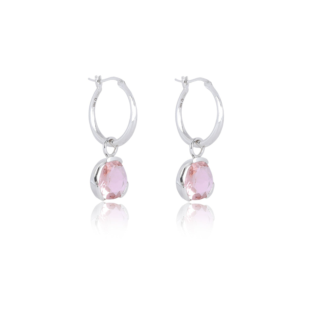 Foundation Gemdrop Hoop Earrings - Medium - Blush Quartz