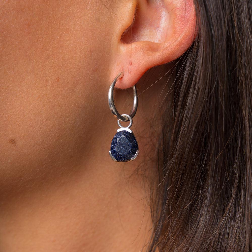 Foundation Gemdrop Hoop Earrings - Medium - White Sapphire (lab grown)