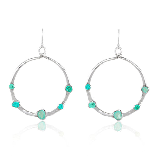 Gempower Circle Hoop Earrings - Paraiba Nano Quartz