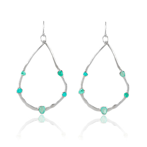 Gempower Teardrop Hoop Earrings - Paraiba Nano Quartz