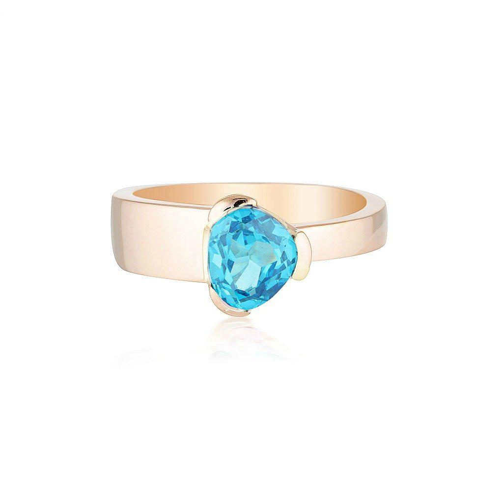 Gempower Tri-Cut Stacker Ring - Rose Gold / Blue Zircon