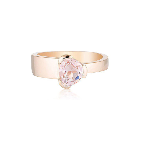 Gempower Tri-Cut Stacker Ring - Rose Gold / Blush Quartz