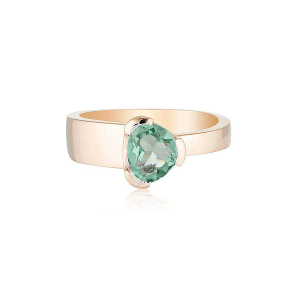 Gempower Tri-Cut Stacker Ring - Rose Gold / Green Amethyst