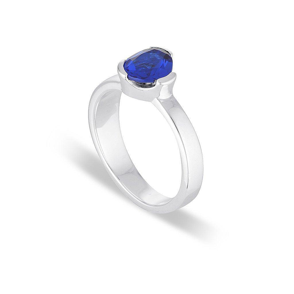 Gempower Tri-Cut Stacker Ring - Sterling Silver / Blue Kyanite Quartz