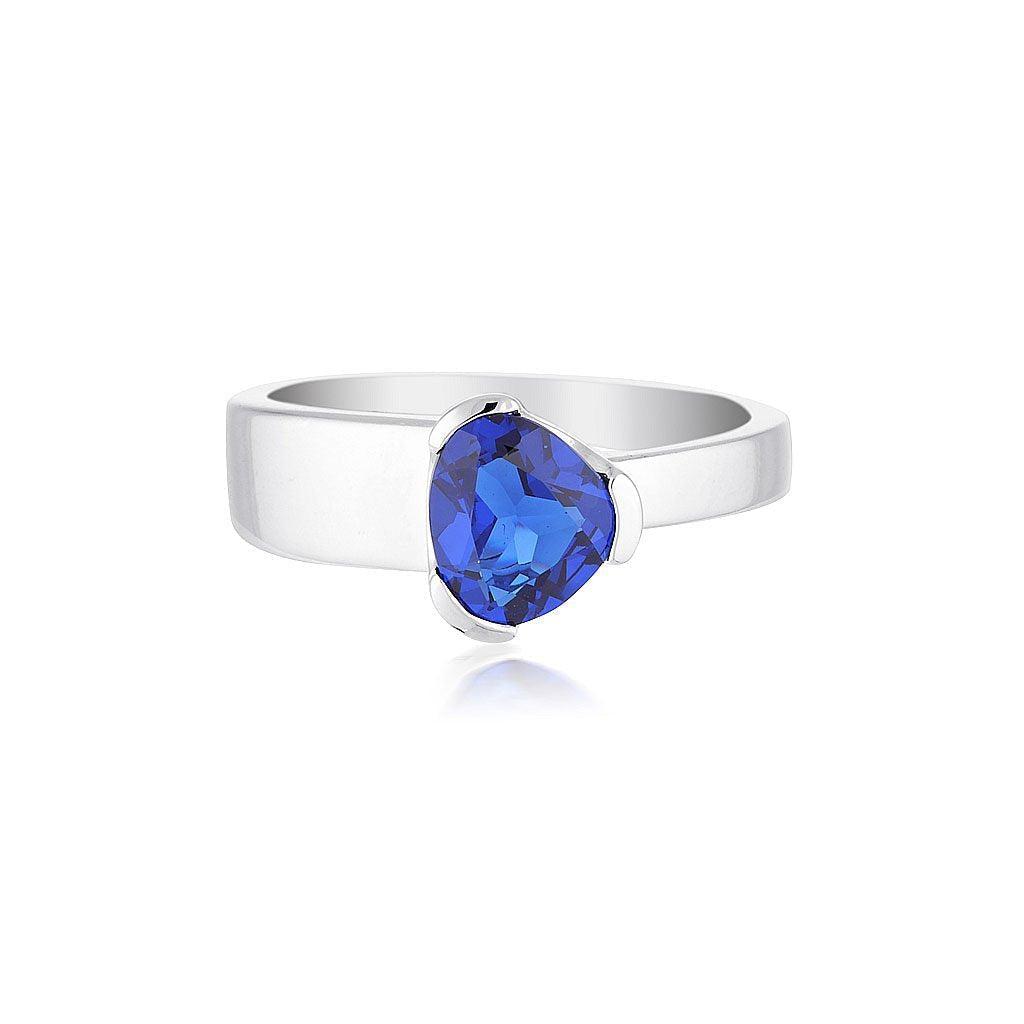 Gempower Tri-Cut Stacker Ring - Sterling Silver / Blue Kyanite Quartz