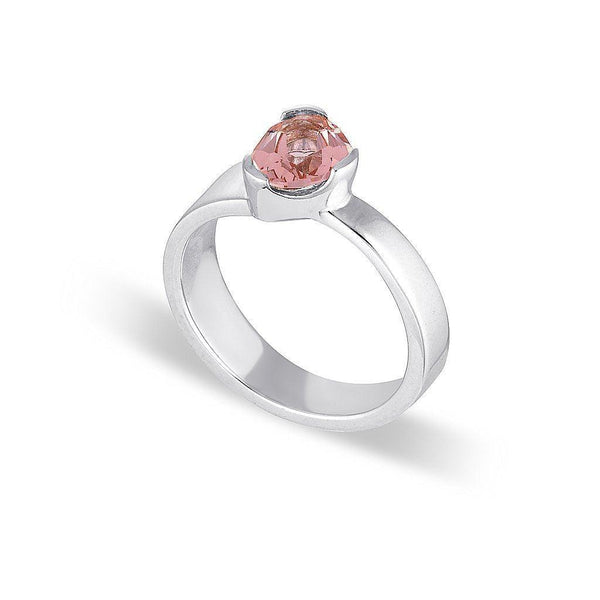 Gempower Tri-Cut Stacker Ring - Sterling Silver / Blush Quartz