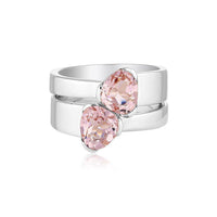 Gempower Tri-Cut Stacker Ring - Sterling Silver / Blush Quartz