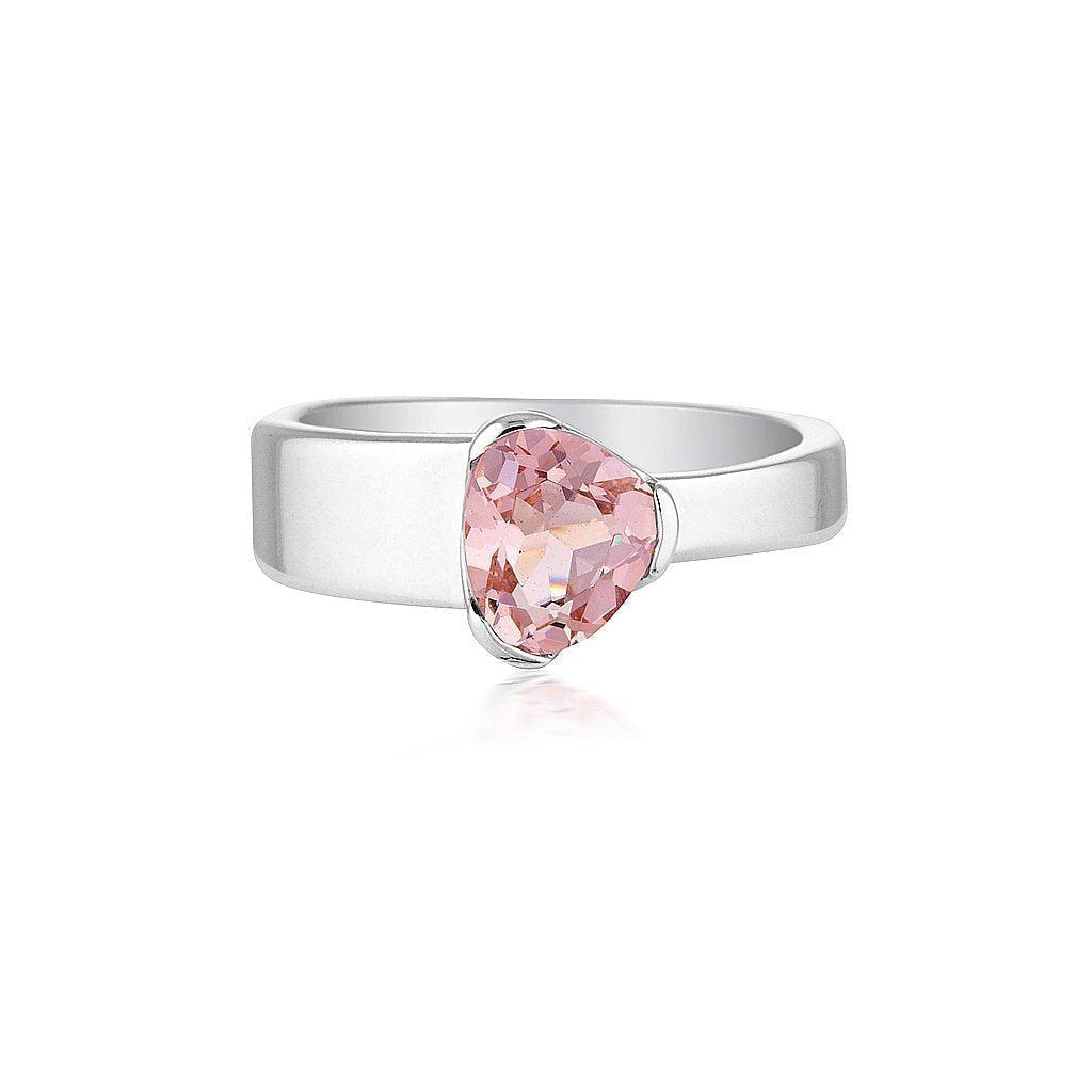 Gempower Tri-Cut Stacker Ring - Sterling Silver / Blush Quartz