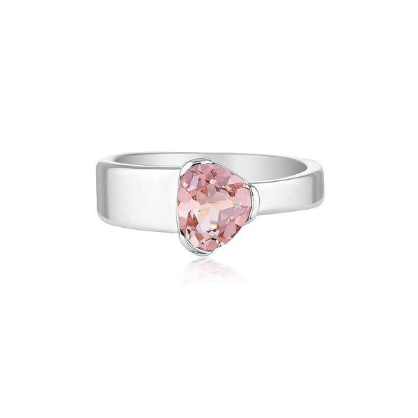 Gempower Tri-Cut Stacker Ring - Sterling Silver / Blush Quartz