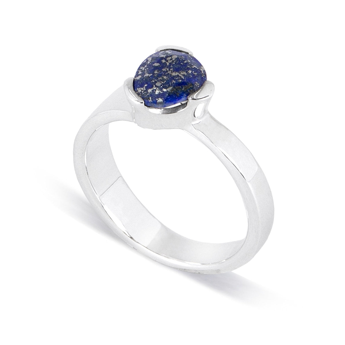 Gempower Tri-Cut Stacker Ring - Sterling Silver / Lapis Lazuli