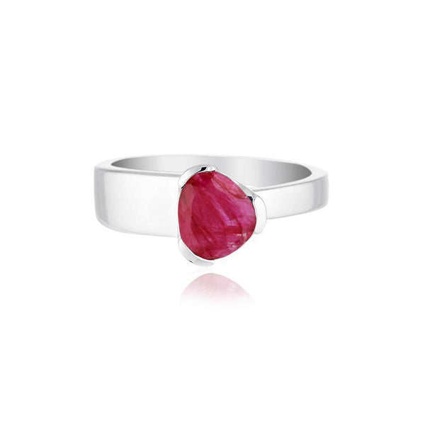 Gempower Tri-Cut Stacker Ring - Sterling Silver / Natural-Dyed Ruby