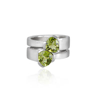 Gempower Tri-Cut Stacker Ring - Sterling Silver / Peridot