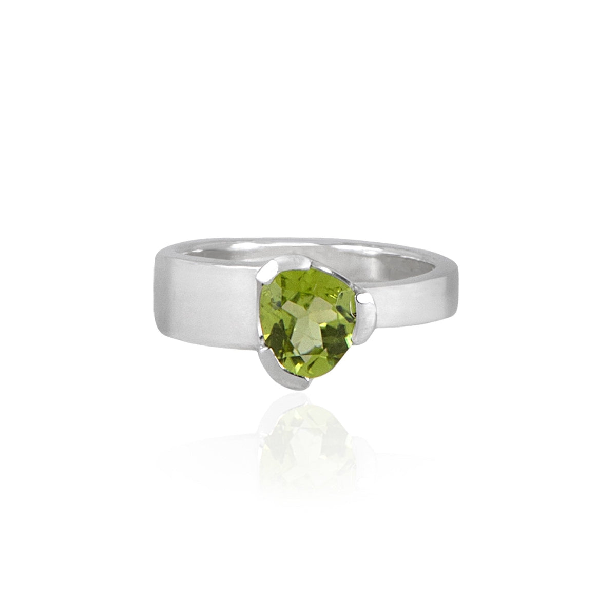 Gempower Tri-Cut Stacker Ring - Sterling Silver / Peridot