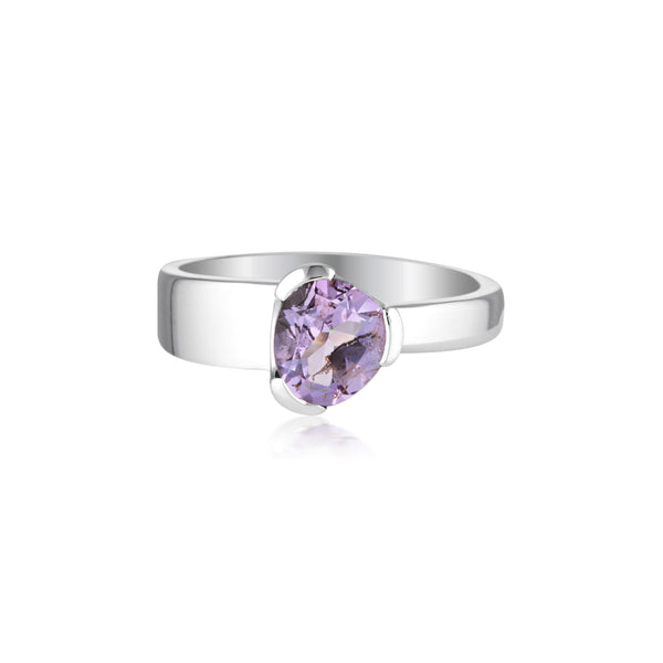 Gempower Tri-Cut Stacker Ring - Sterling Silver / Purple Amethyst