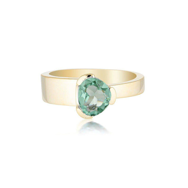 Gempower Tri-Cut Stacker Ring - Yellow Gold / Green Amethyst