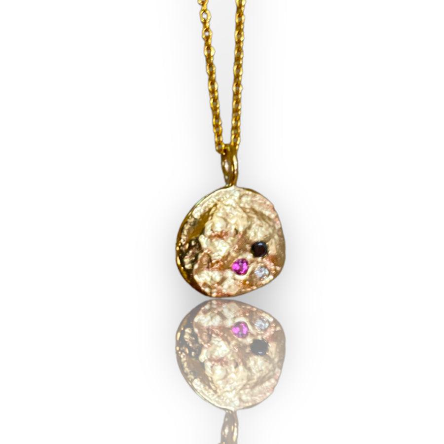 Guiding lights- gold, diamond, sapphire pendant-