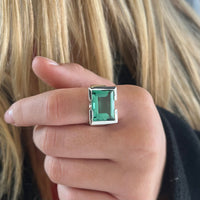 Horizon Emerald Cut Gemstone Ring | Green Amethyst