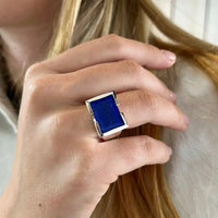 Horizon Emerald Cut Gemstone Ring | Lapis Lazuli