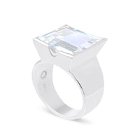 Horizon Emerald Cut Gemstone Ring | White Sapphire