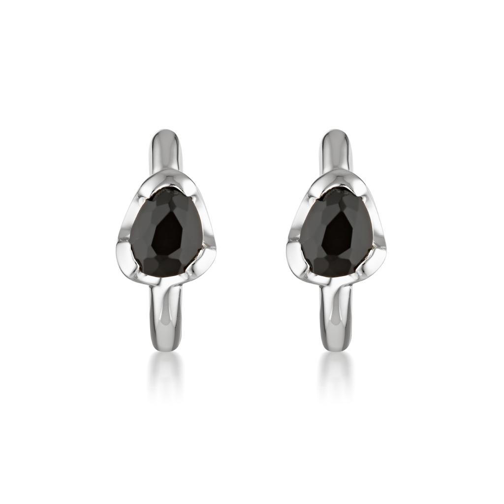 Huggies Earrings - Black Agate