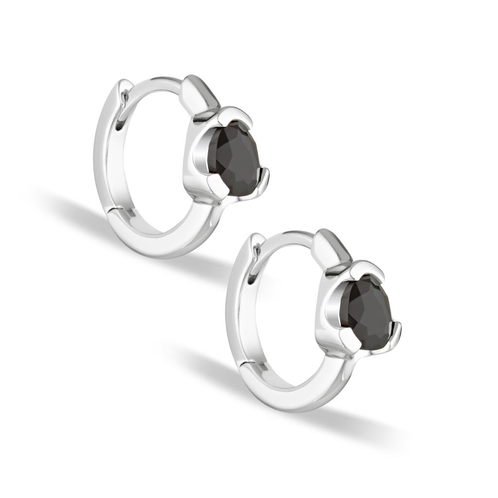 Huggies Earrings - Black Agate