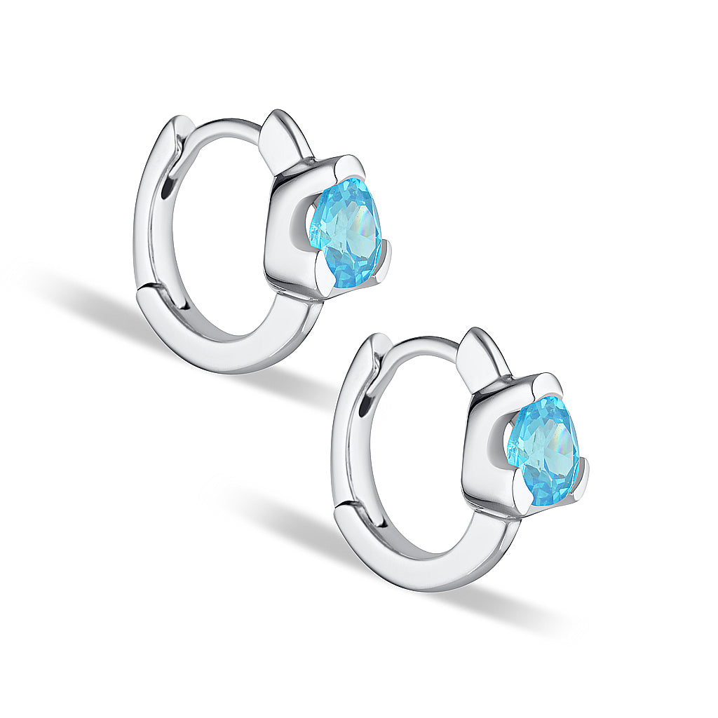 Huggies Earrings - Blue Zircon