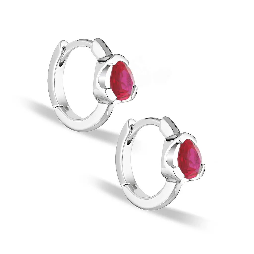 Huggies Earrings - Magenta Eco Stone