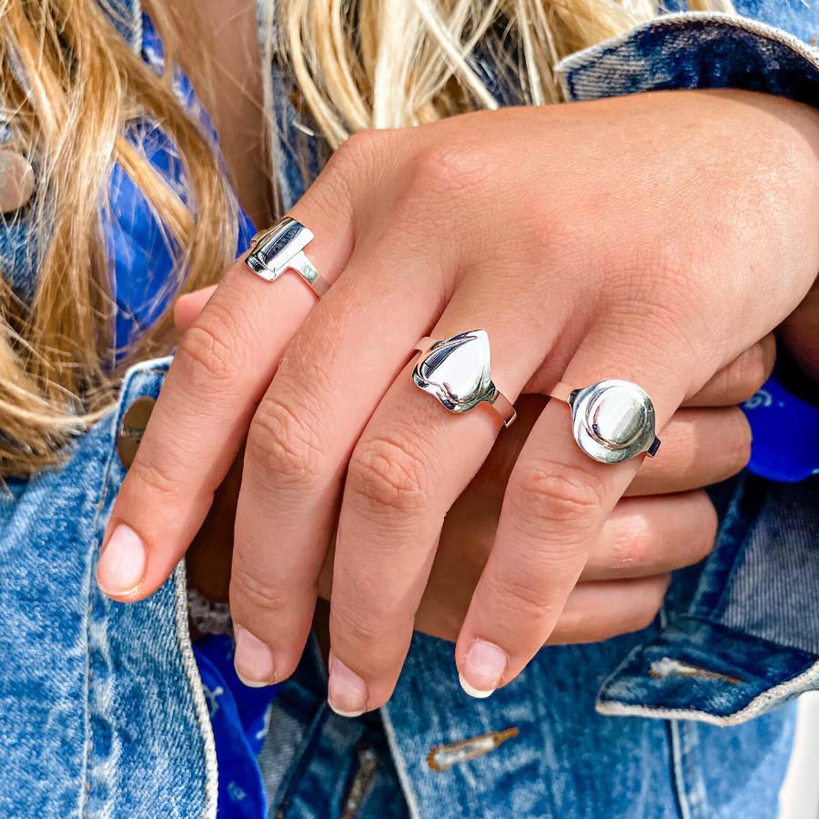 Inner Heart Signet Ring Sterling Silver