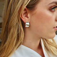 Lava Stud Hoop Earrings with extra wide butterfly clasp - Sterling Silver | UbyKate